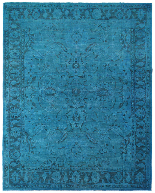 9.05 x  8.00 Ink Blue Agra Design Ariana Over-dye Rug