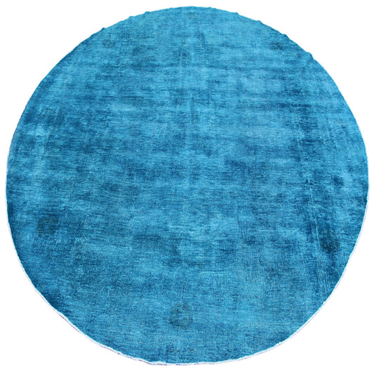 9.03 x  9.01 Round Circle Blue  Ariana Over-dye Rug