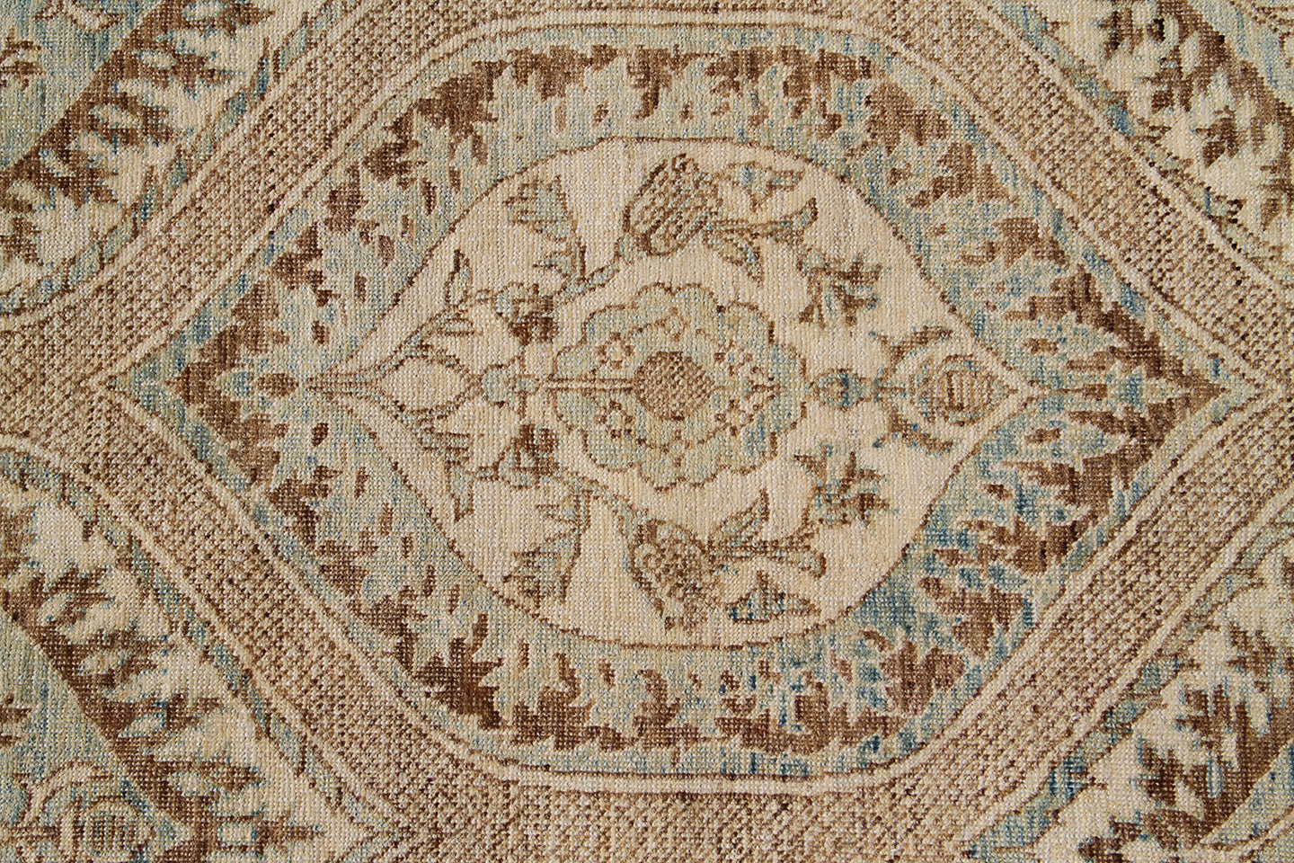 6x9 Hand Knotted Brown, Blue, Cream Ottoman Design Fine Quality Area Rug