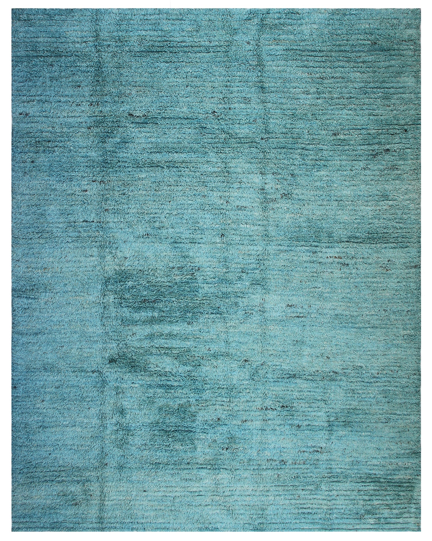 9'x11' Solid Plain Teal Turquoise Blue Barchi Shaggy Wool Rug