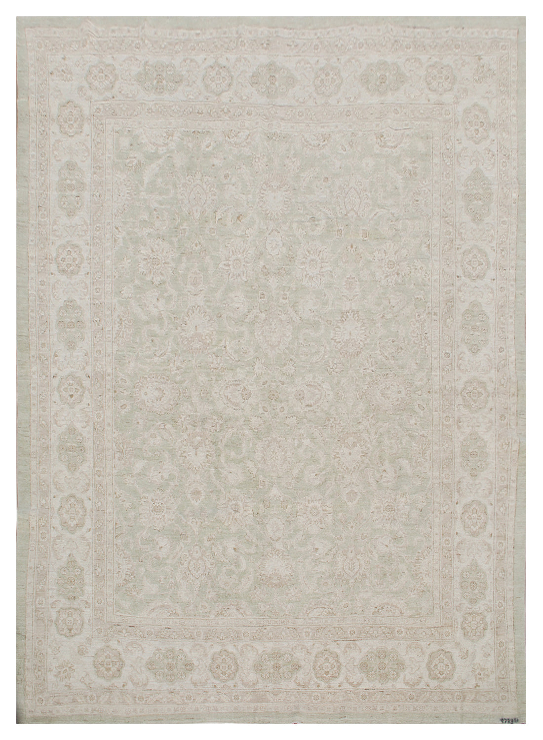 9.07 x  7.08 Soft and Pale Green and Pink Color and Faded Persian Design Ariana Transitional