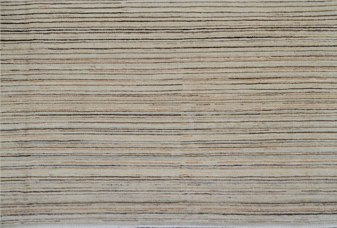 6'x9' Hand Knotted Thin Earth Tone Stria Design Ariana Modern Rug