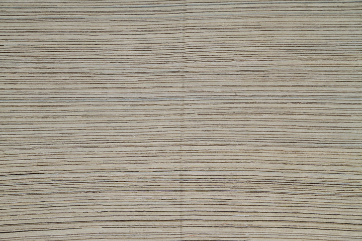 6'x9' Hand Knotted Thin Earth Tone Stria Design Ariana Modern Rug