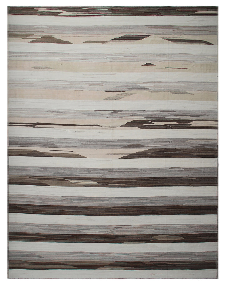 14'x18' Ariana large Striped Earth Tone Handmade Kilim Rug