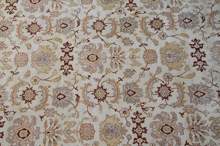 Large Ivory and Gold Sultanabad Design Ariana Traditional Rug