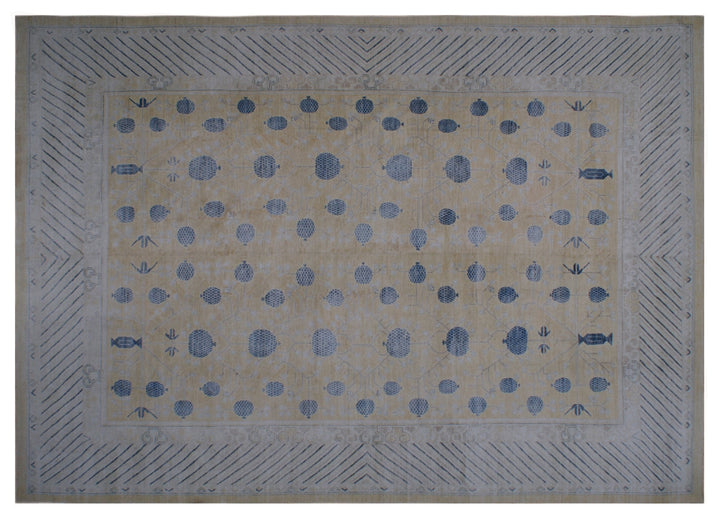 Large 14x19 handmade Samarkand Khotan design wool rug in subtle enchanting colors by Ariana Rugs West Hollywood