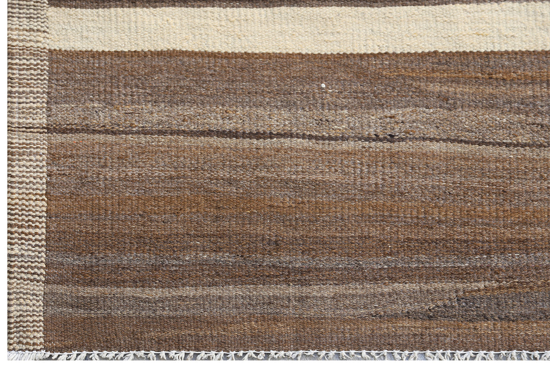 14'x20' Afghan Kilim | Blue Brown Stripe | Contemporary Large Kilim Rug