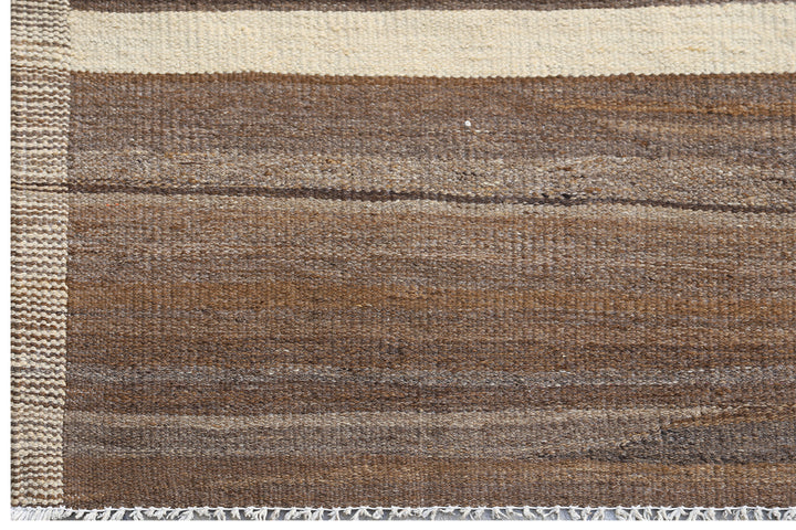 14'x20' Afghan Kilim | Blue Brown Stripe | Contemporary Large Kilim Rug