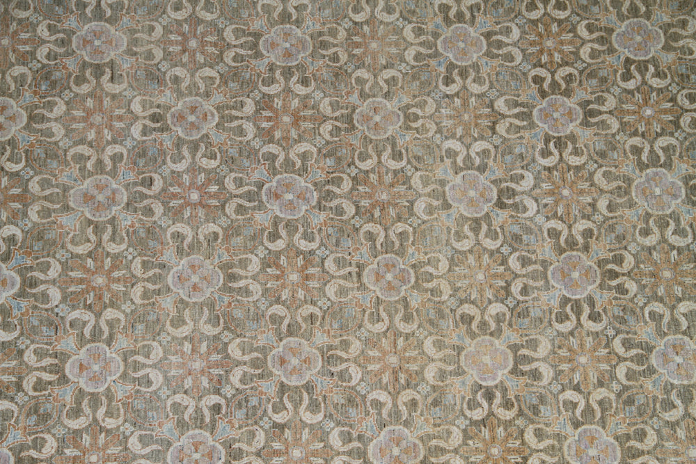 14'x24' Palace-Size Ariana Samarkand / Khotan Rug – Olive Green Medallion Design