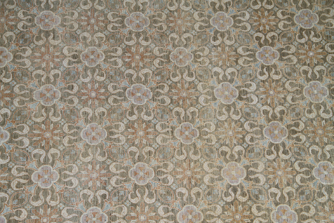 14'x24' Palace-Size Ariana Samarkand / Khotan Rug – Olive Green Medallion Design