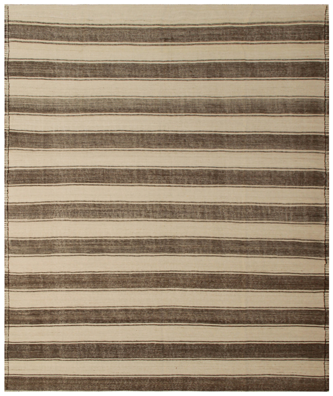 8'x10' Earth Tone Tan and Brown Stripe Handmade Ariana Kilim Rug