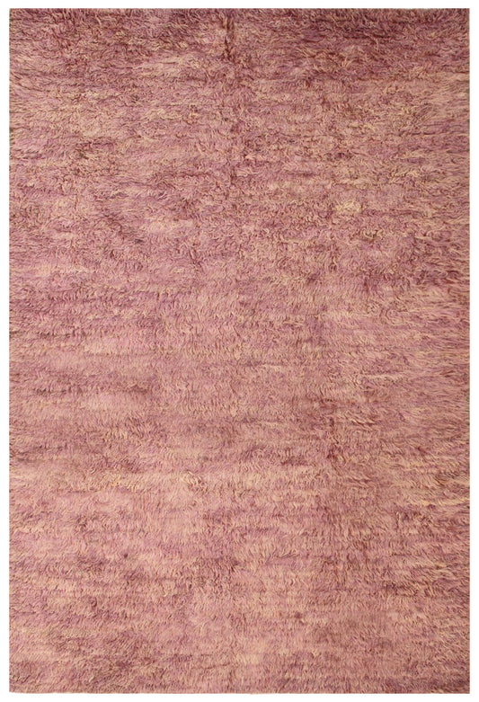 6'x9' Solid Copper Red Shaggy Moroccan Ariana Barchi Wool Area Rug