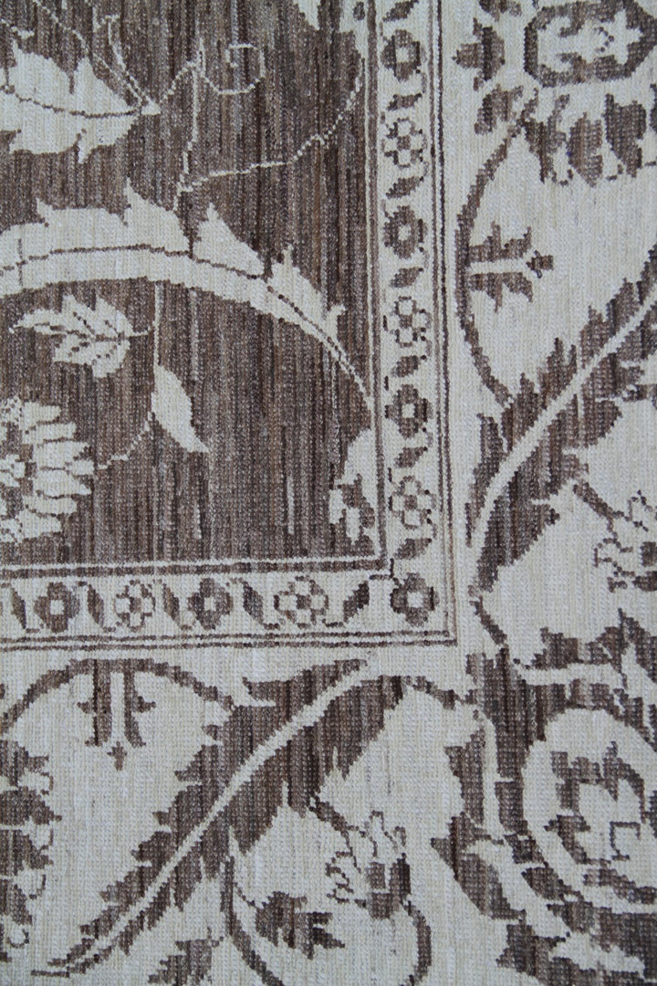 6'x9' Ariana Traditional Dark Brown Beig Wool Area Rug