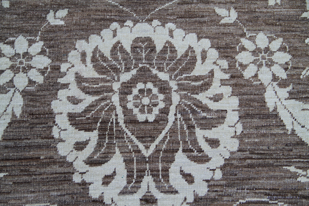 6'x9' Ariana Traditional Dark Brown Beig Wool Area Rug