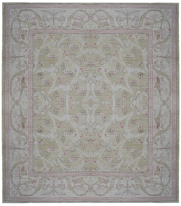 8'x10' Decorative High Quality Soft Green and Ivory Ariana Transitional Rug