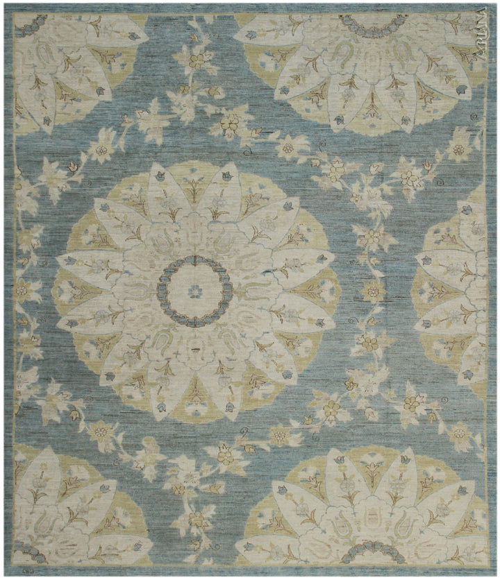 8'x10' Ariana Soft Blue Ottoman Design Area Rug