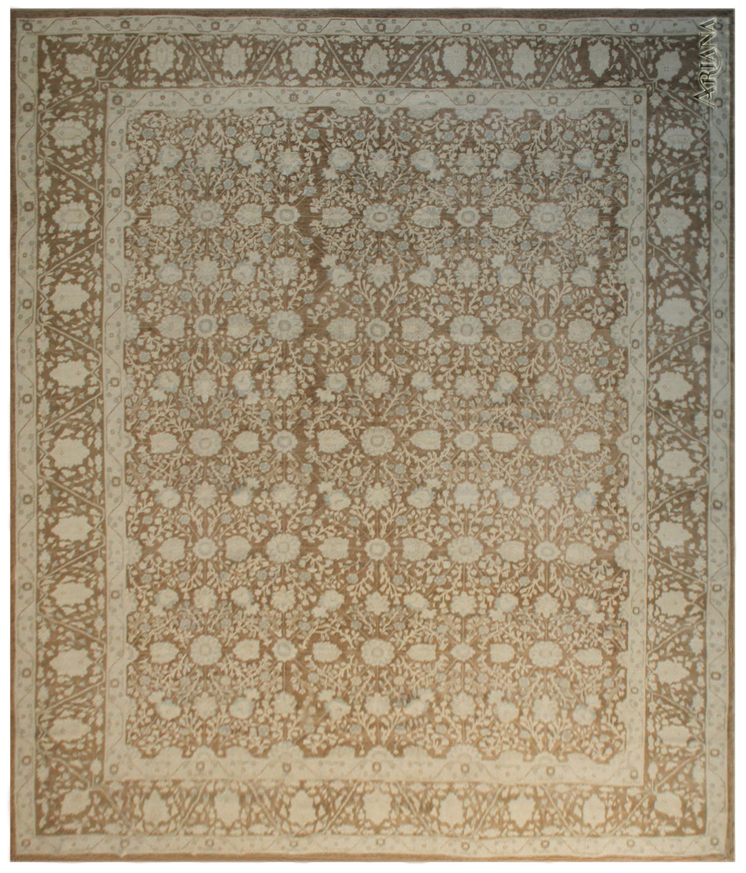 14'x18' Ariana Fine Tabriz Haji Jalili Design Rug | Brown & Soft Blue Area Rug