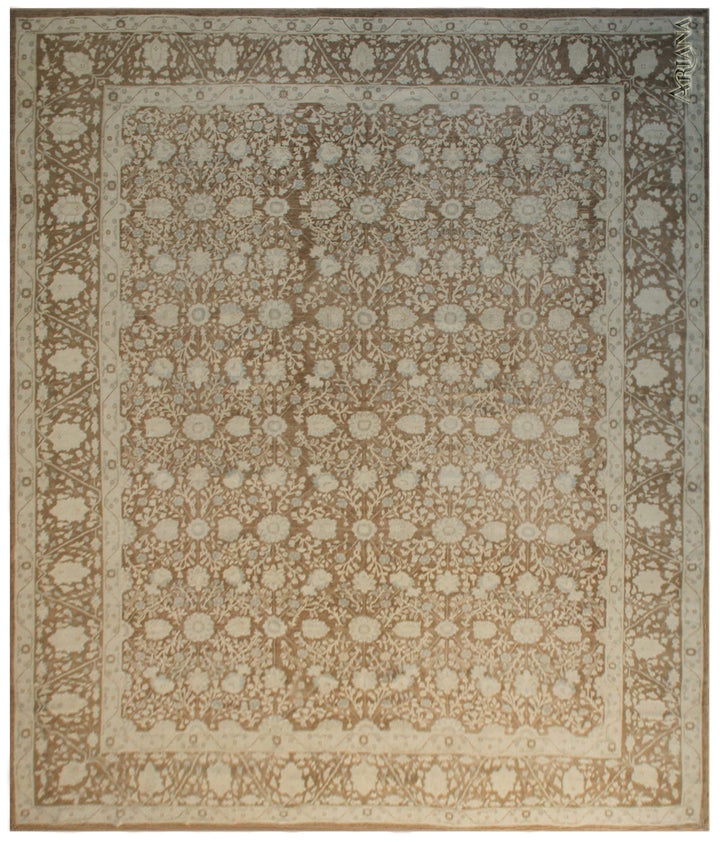 14'x18' Ariana Fine Tabriz Haji Jalili Design Rug | Brown & Soft Blue Area Rug