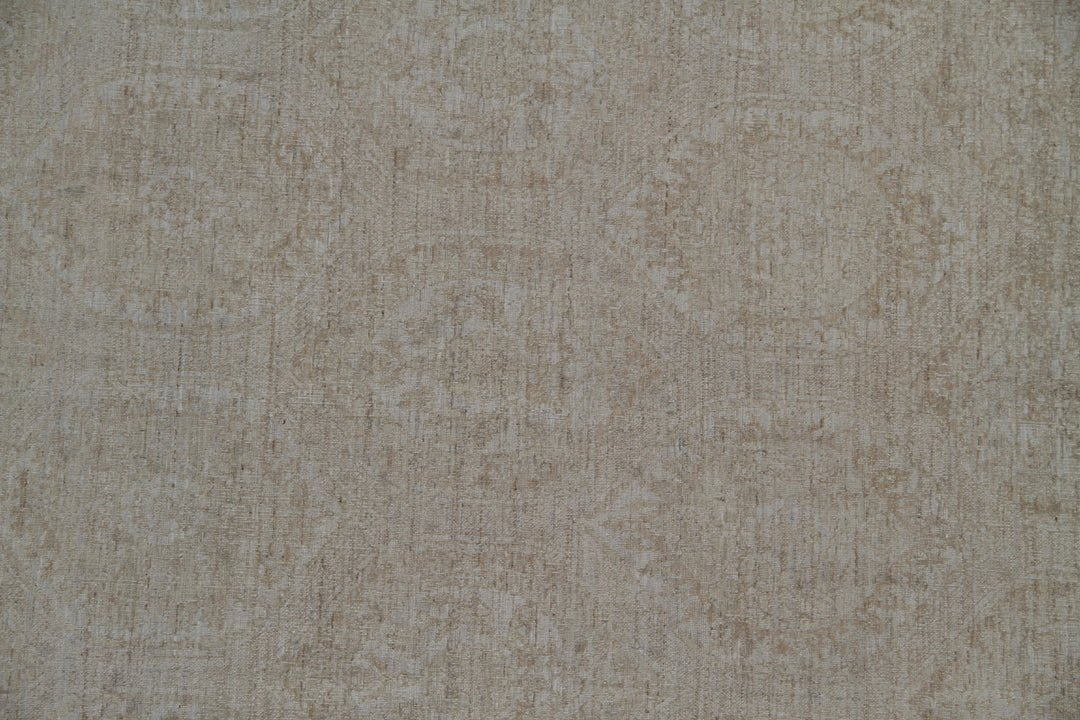 4'x14' Soft Color Beige Agra Design Ariana Wool Transitional Wide Runner Rug