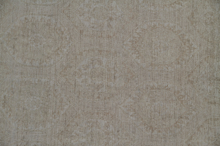 4'x14' Soft Color Beige Agra Design Ariana Wool Transitional Wide Runner Rug