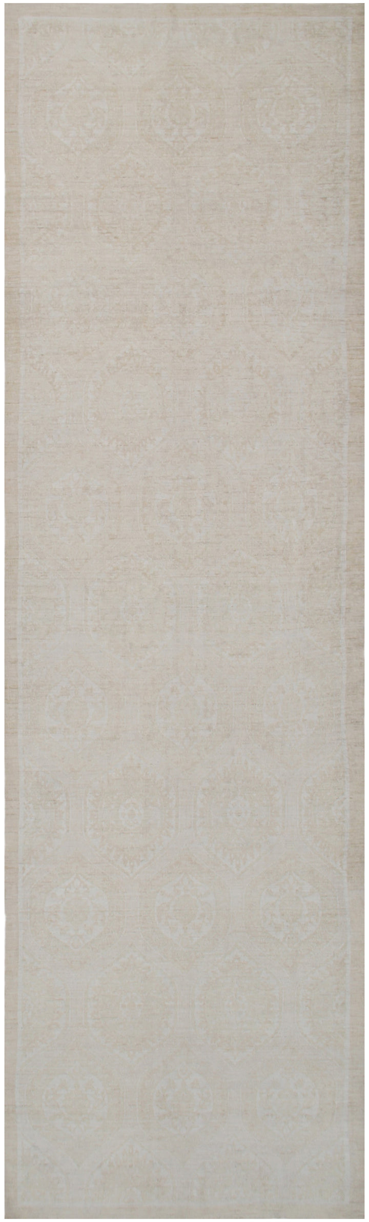 4'x14' Soft Color Beige Agra Design Ariana Wool Transitional Wide Runner Rug