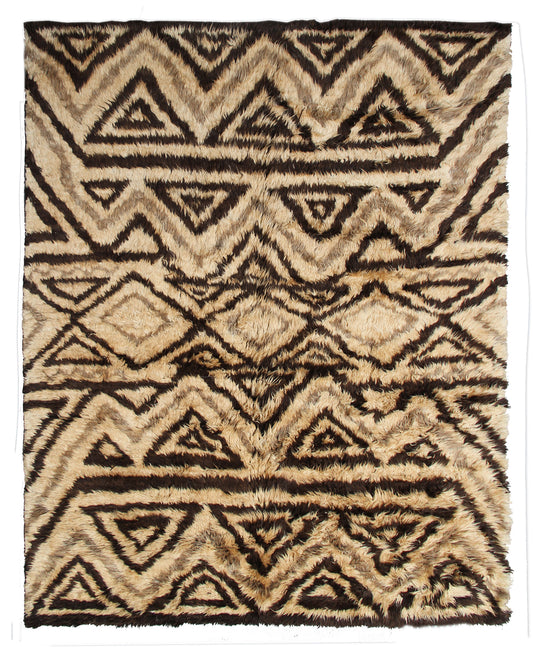 9.08 x  7.11 Erath Tone Navajo Designed Thick Hand-knotted Area Rug