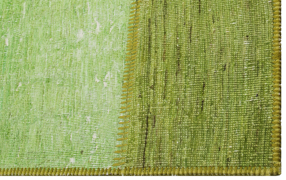 7'x10' Lime Green Color Ariana Patchwork Overdyed Area Rug