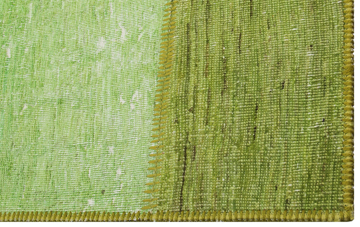 7'x10' Lime Green Color Ariana Patchwork Overdyed Area Rug