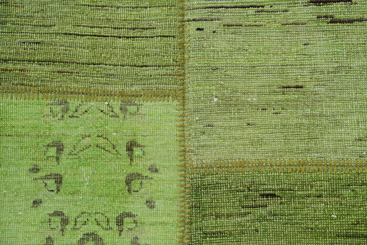 7'x10' Lime Green Color Ariana Patchwork Overdyed Area Rug