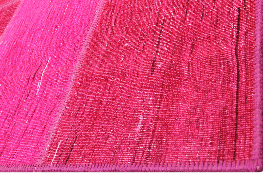 7'x10' Vibrant Hot Pink Ariana Patchwork Overdyed Area Rug