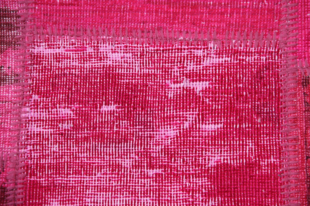 7'x10' Vibrant Hot Pink Ariana Patchwork Overdyed Area Rug