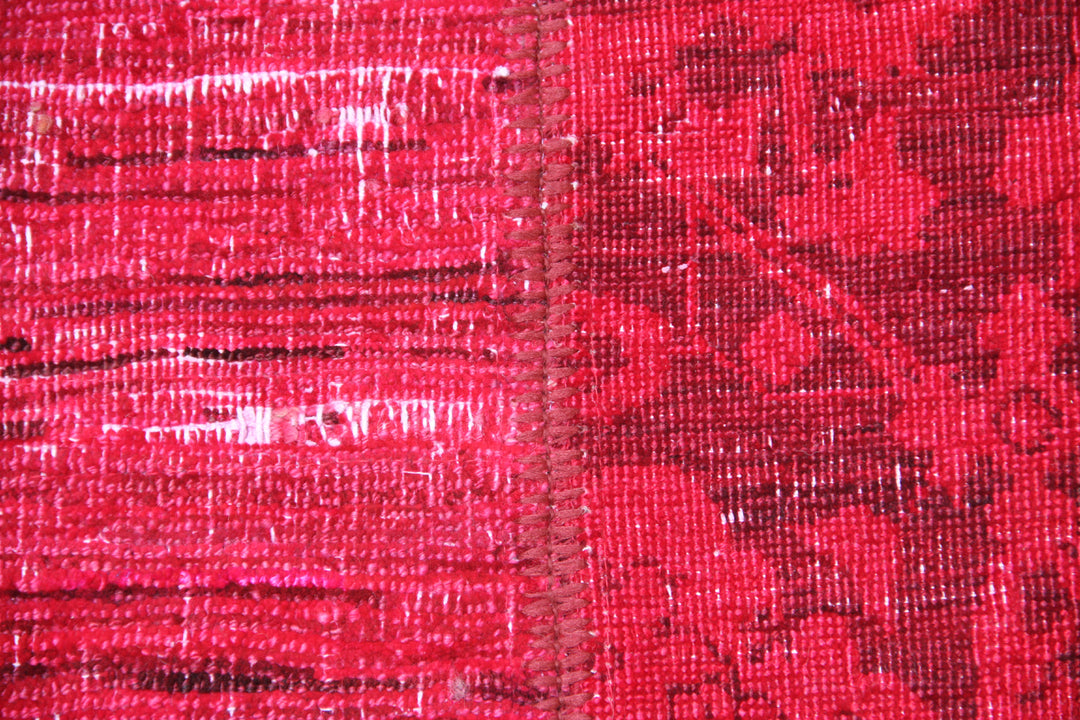 7'x10' Red Ariana Patchwork Overdyed Wool Rug