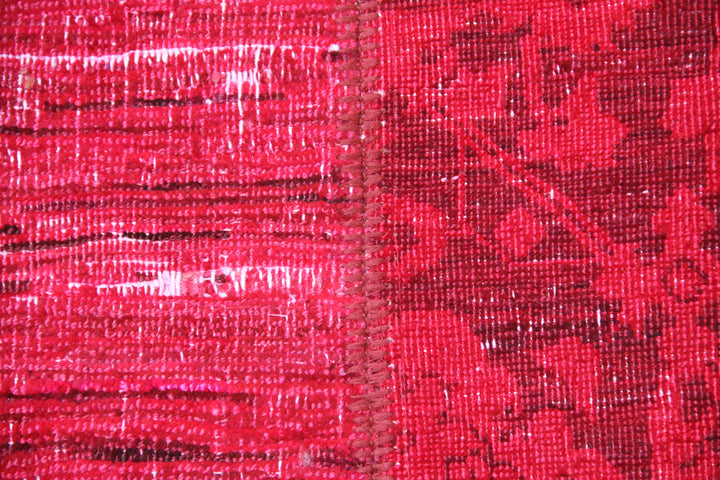 7'x10' Red Ariana Patchwork Overdyed Wool Rug