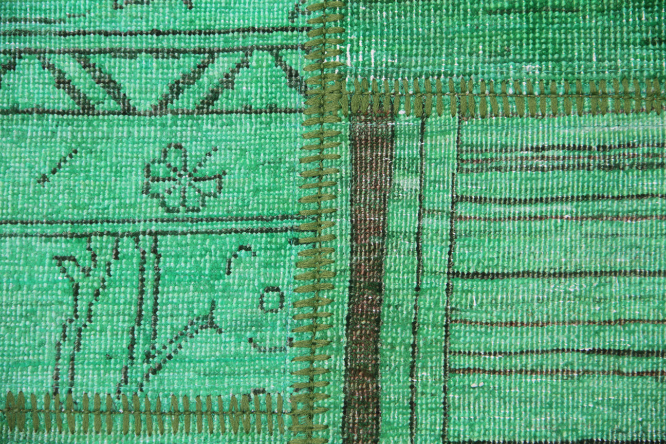 7'x10' Green Ariana Patchwork Overdyed Wool Area Rug