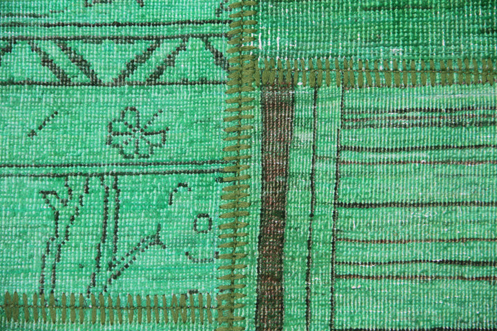 7'x10' Green Ariana Patchwork Overdyed Wool Area Rug