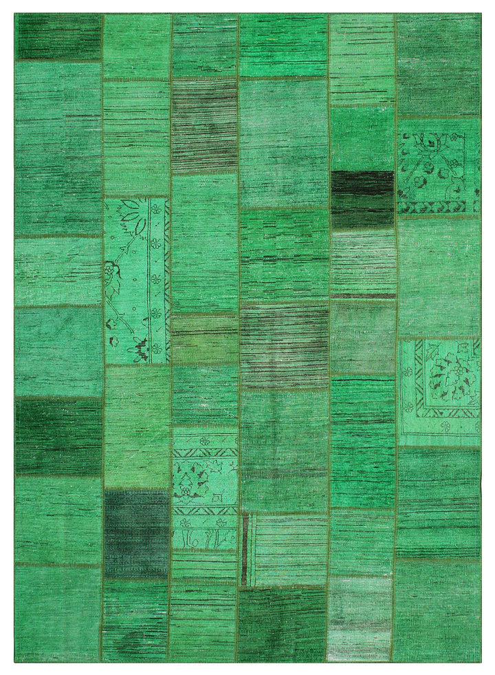 7'x10' Green Ariana Patchwork Overdyed Wool Area Rug