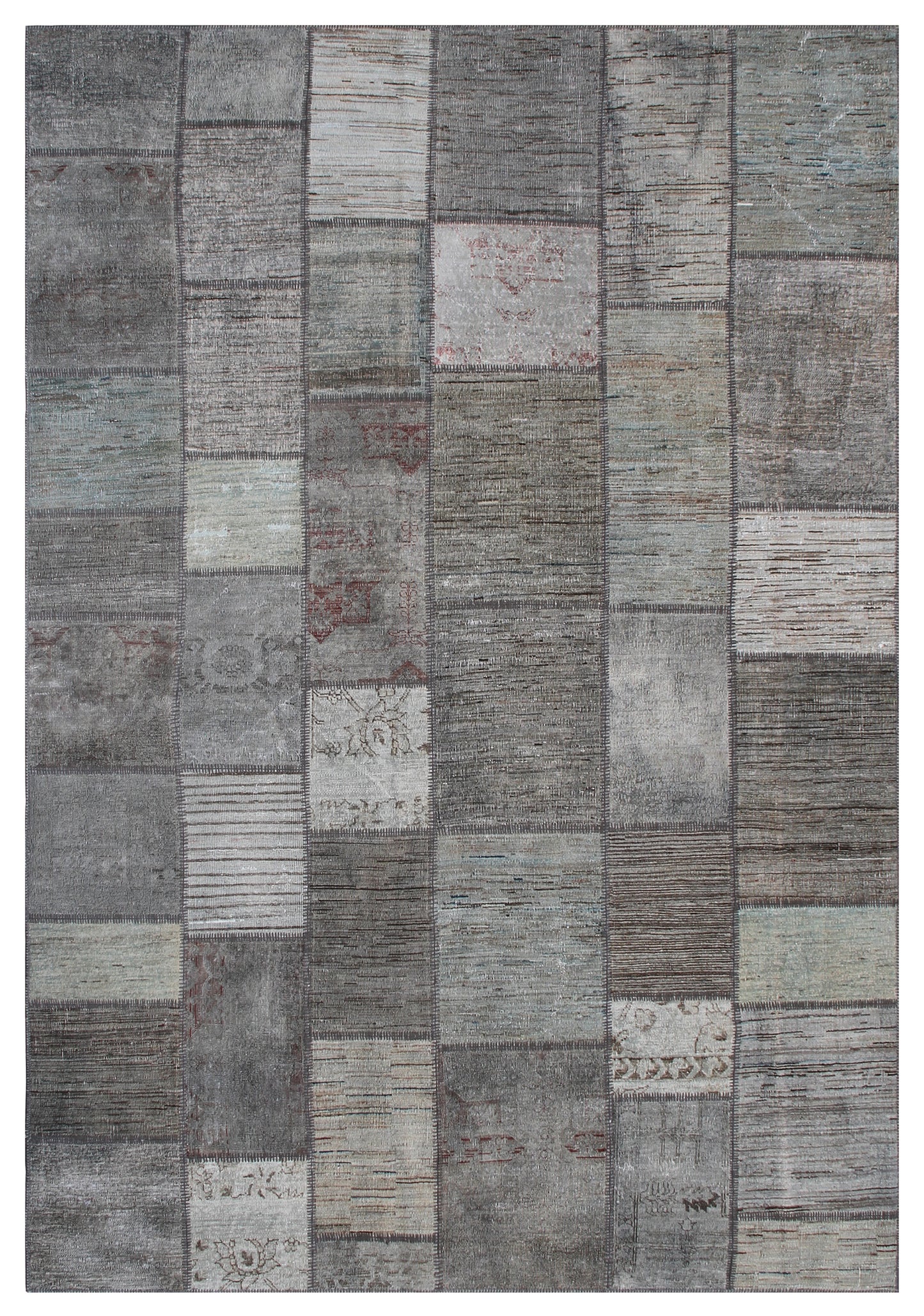 7'x10' Gray Ariana Patchwork Wool Area Rug