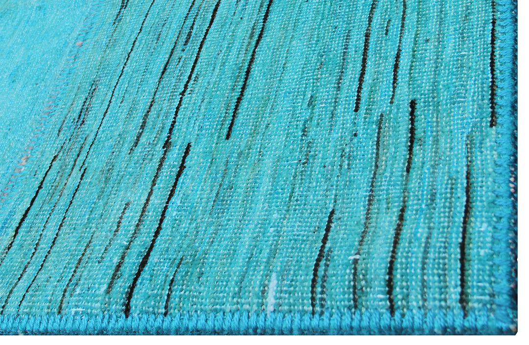 7'x10' Turquoise Blue Ariana Patchwork Overdyed Wool Rug