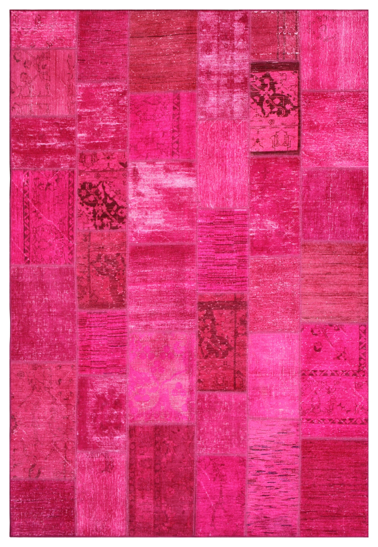 7x10 Hot Pink Hand-knotted Ariana Patchwork Area Rug