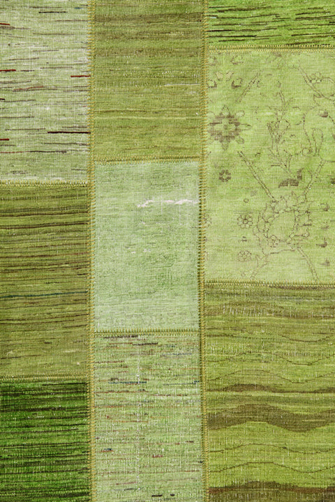 7'x10' Lime Green Ariana Patchwork Overdyed Wool Rug