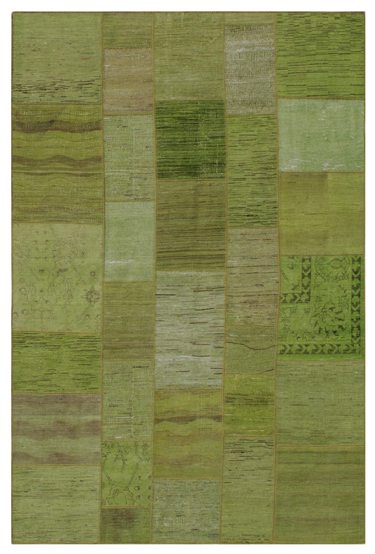 7'x10' Lime Green Ariana Patchwork Overdyed Wool Rug