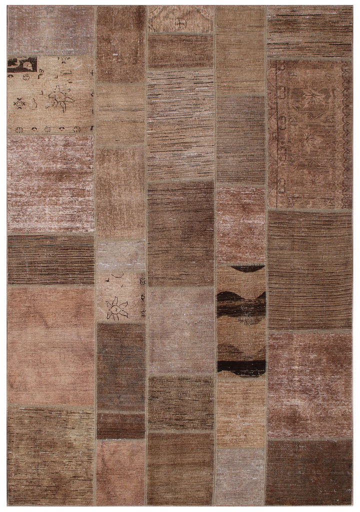 7'x10' Brown Ariana Patchwork Overdyed Area Rug