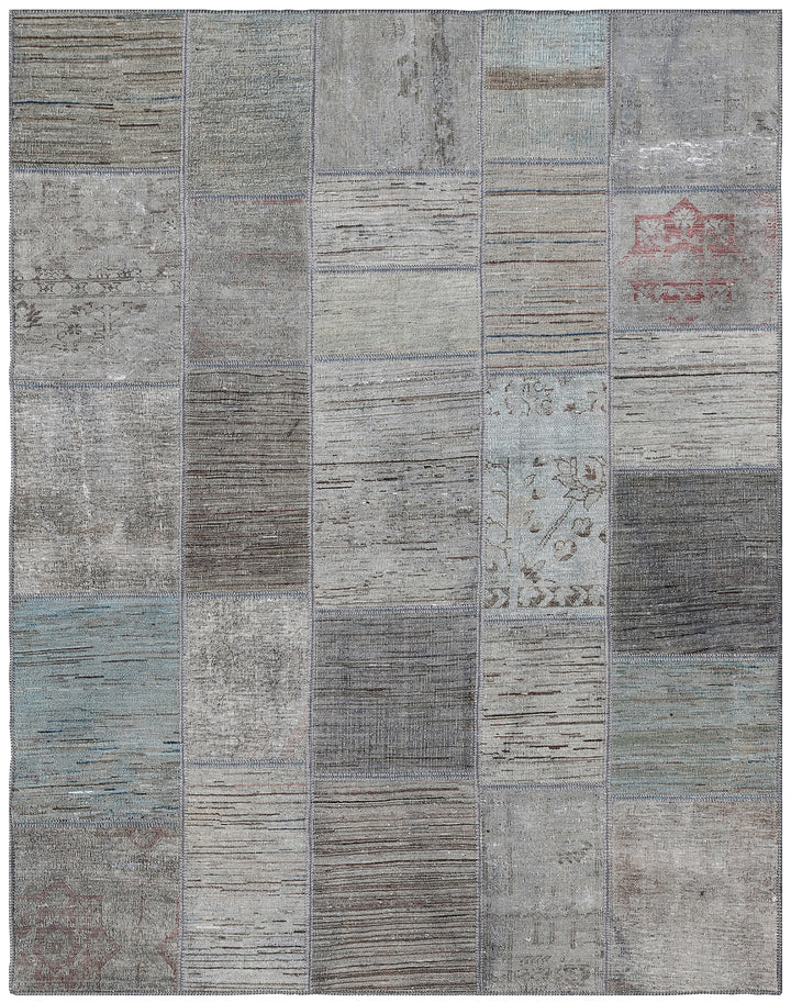 6'x8' Grey Ariana Patchwork Wool Area Rug