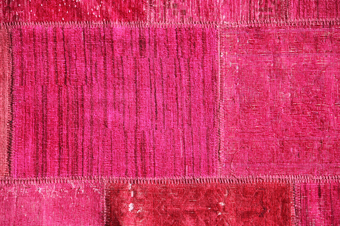 6'x8' Hot Pink Ariana Patchwork Overdyed Wool Area Rug