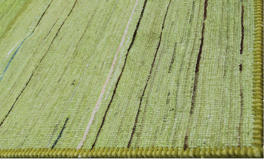 8'x10' Lime Green Hand-Knotted Overdyed Patchwork Area Rug