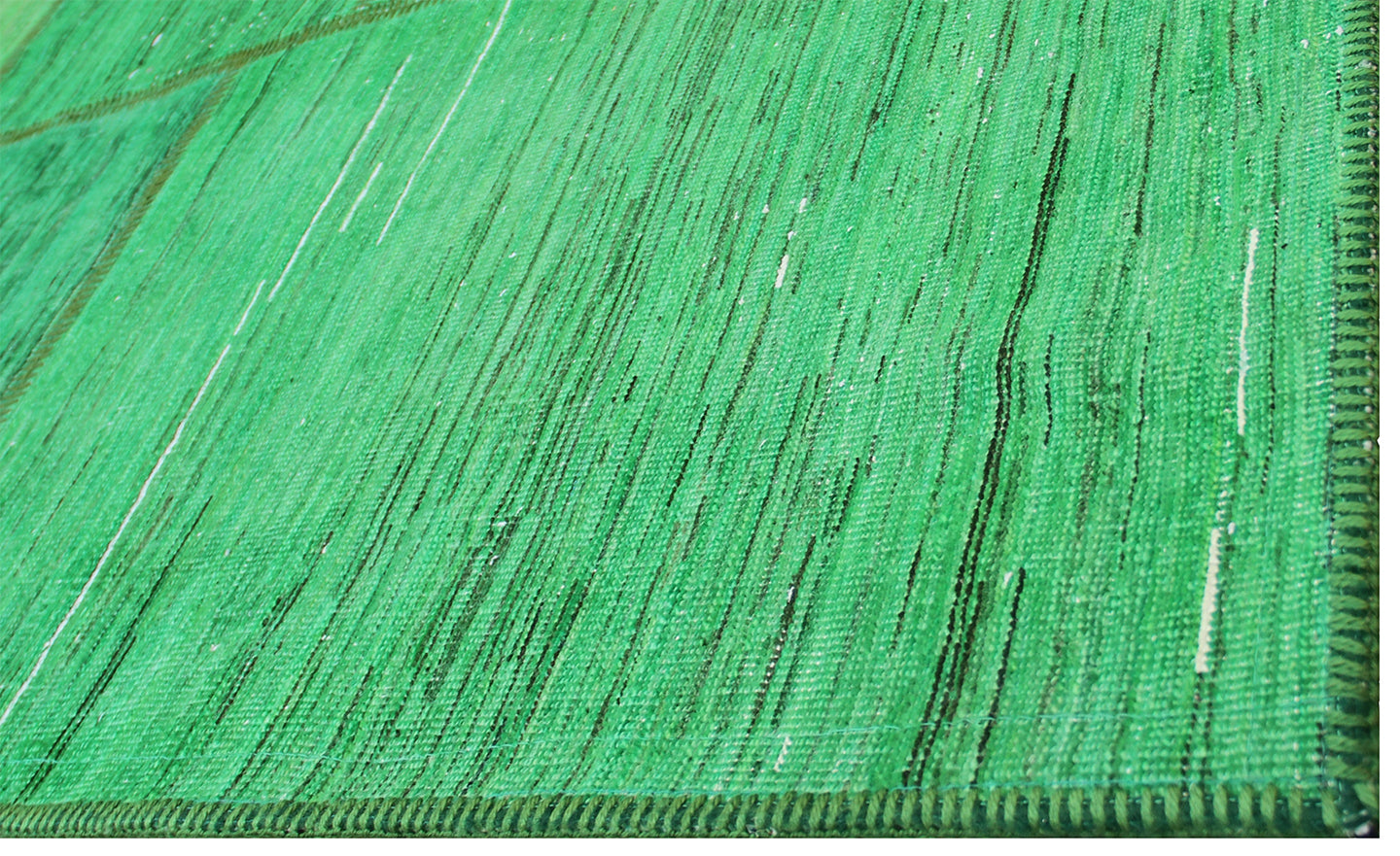 8'x10' Emerald Green Color Hand-Knotted Ariana Patchwork Overdyed Area Rug