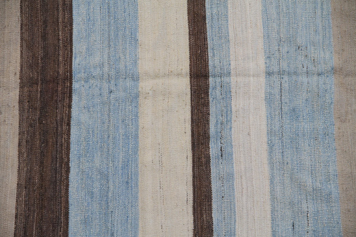 5x7 Ariana Striped Blue Brown Ivory Beige Kilim