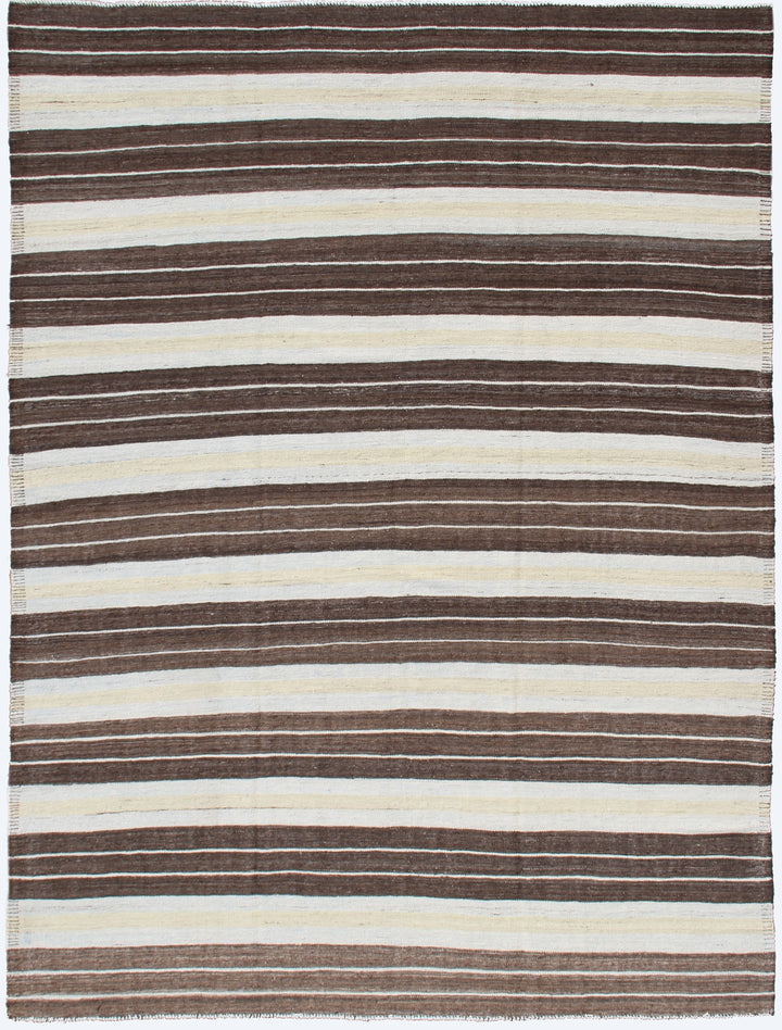 8'x10' Earth Tone Hand Woven Striped Ariana Kilim Area Rug