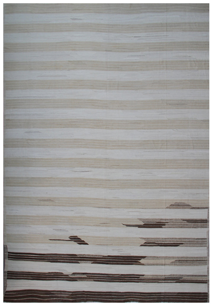 15'x19' Large| Striped Earth Tone| Ariana Hand-knotted Kilim Rug