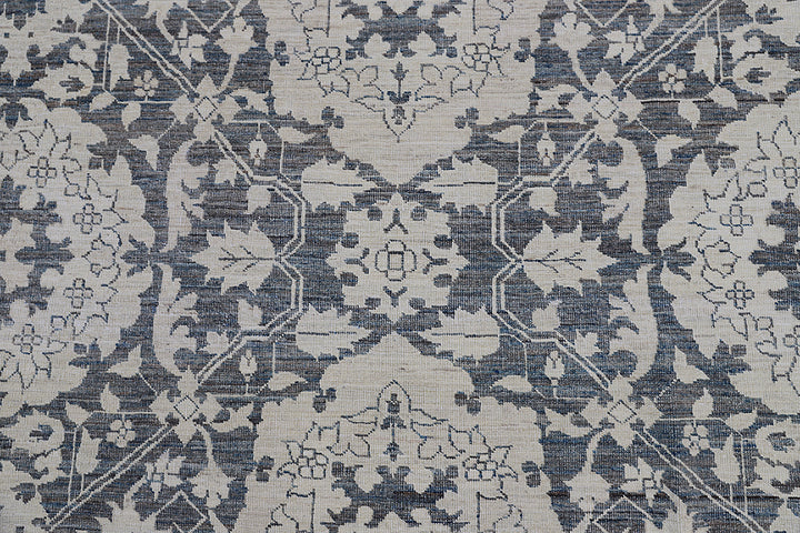15'x23' Hand-Knotted Afghan Palace Rug| Indigo & Ivory, Organic Wool